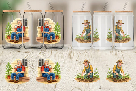 Glass Can Old Farmer Sublimation artnoy 