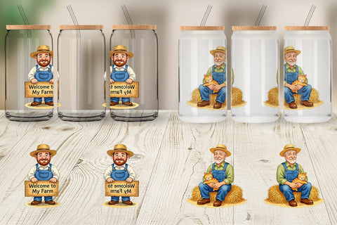 Glass Can Old Farmer Sublimation artnoy 