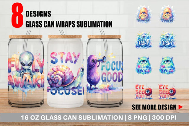 Glass Can One Eyed Monster Wisdom Quotes Sublimation artnoy 