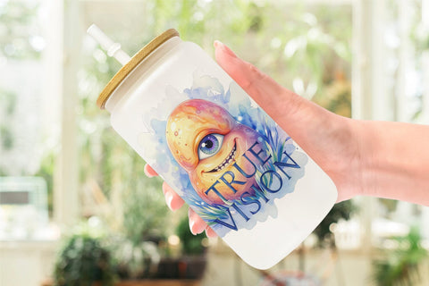 Glass Can One Eyed Monster Wisdom Quotes Sublimation artnoy 