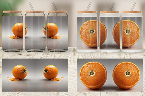 Glass Can Orange Fruit Sublimation artnoy 