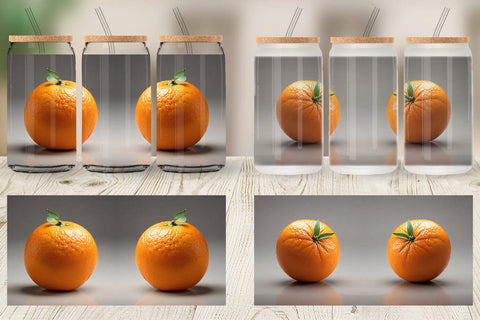 Glass Can Orange Fruit Sublimation artnoy 
