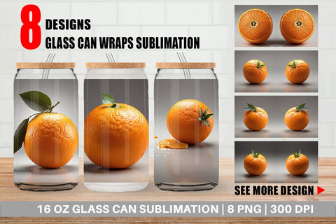 Glass Can Orange Fruit Sublimation artnoy 