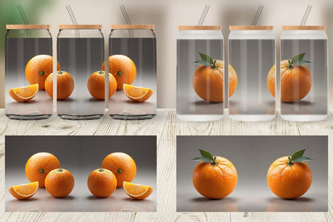 Glass Can Orange Fruit Sublimation artnoy 