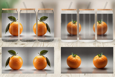 Glass Can Orange Fruit Sublimation artnoy 