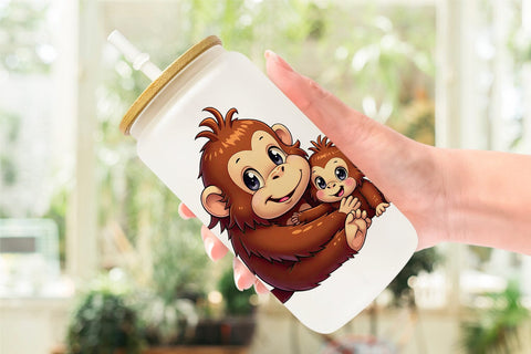 Glass Can Orangutan Mother's Day Sublimation artnoy 