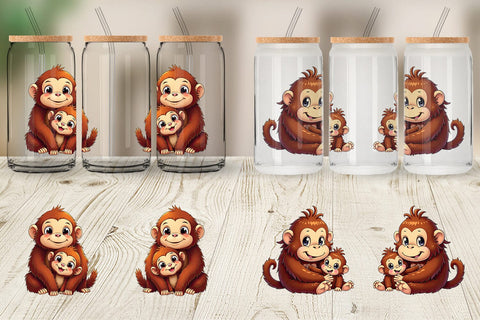 Glass Can Orangutan Mother's Day Sublimation artnoy 