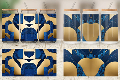 Glass Can Organic Blue Gold Sublimation artnoy 