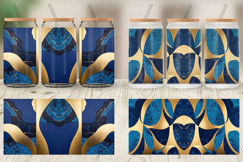 Glass Can Organic Blue Gold Sublimation artnoy 