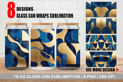 Glass Can Organic Blue Gold Sublimation artnoy 