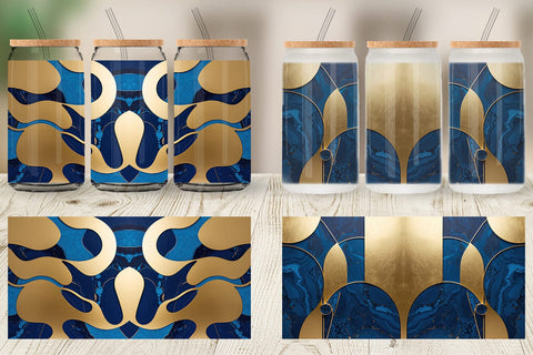 Glass Can Organic Blue Gold Sublimation artnoy 