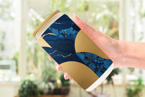 Glass Can Organic Blue Gold Sublimation artnoy 