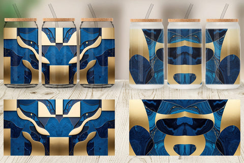 Glass Can Organic Blue Gold Sublimation artnoy 