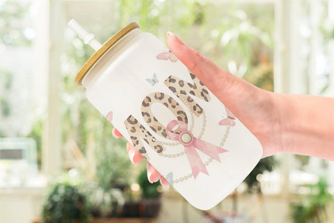 Glass Can Ornate Garden MOM Watercolor Sublimation artnoy 