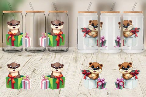 Glass Can Otter Gift Sublimation artnoy 