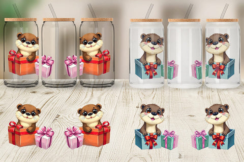 Glass Can Otter Gift Sublimation artnoy 