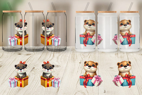 Glass Can Otter Gift Sublimation artnoy 