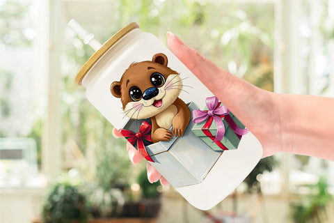 Glass Can Otter Gift Sublimation artnoy 