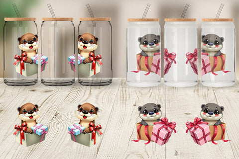 Glass Can Otter Gift Sublimation artnoy 