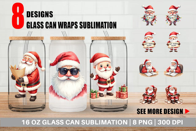 Glass Can Overworked Santa Sublimation artnoy 