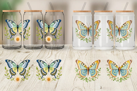 Glass Can Painted Lady Butterfly Sublimation artnoy 