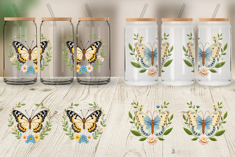 Glass Can Painted Lady Butterfly Sublimation artnoy 
