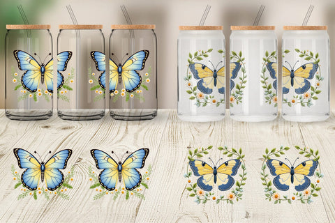 Glass Can Painted Lady Butterfly Sublimation artnoy 