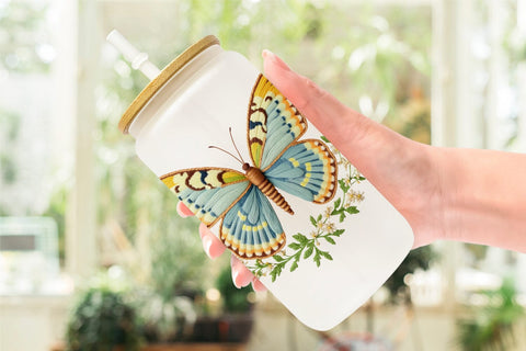 Glass Can Painted Lady Butterfly Sublimation artnoy 