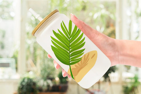 Glass Can Palm Leaf Sublimation artnoy 