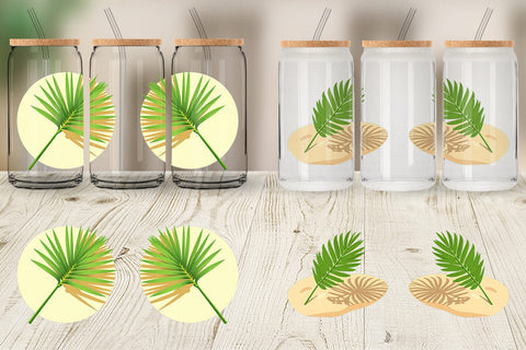 Glass Can Palm Leaf Sublimation artnoy 