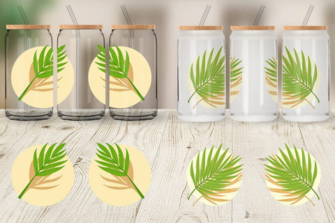 Glass Can Palm Leaf Sublimation artnoy 