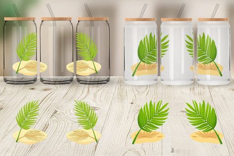 Glass Can Palm Leaf Sublimation artnoy 