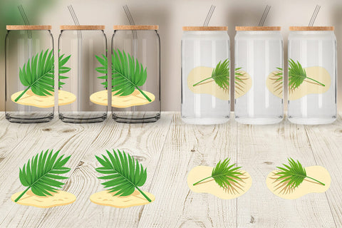 Glass Can Palm Leaf Sublimation artnoy 