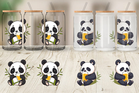 Glass Can Panda Beer Day Sublimation artnoy 