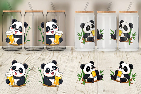 Glass Can Panda Beer Day Sublimation artnoy 