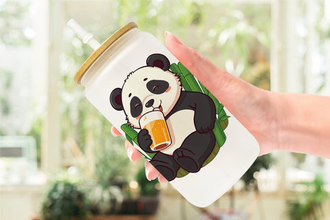 Glass Can Panda Beer Day Sublimation artnoy 