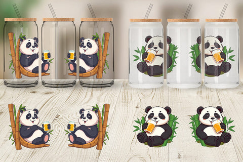 Glass Can Panda Beer Day Sublimation artnoy 