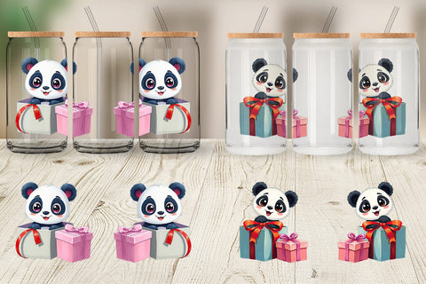 Glass Can Panda Gift Sublimation artnoy 