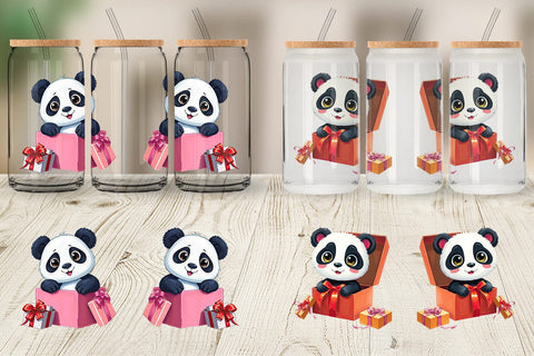 Glass Can Panda Gift Sublimation artnoy 