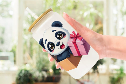 Glass Can Panda Gift Sublimation artnoy 