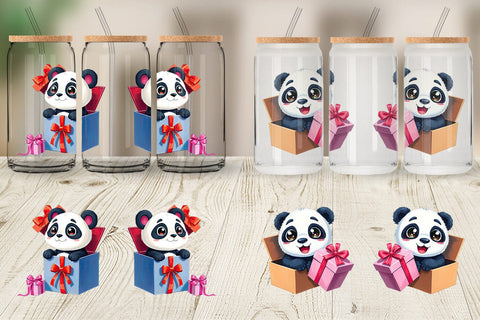 Glass Can Panda Gift Sublimation artnoy 