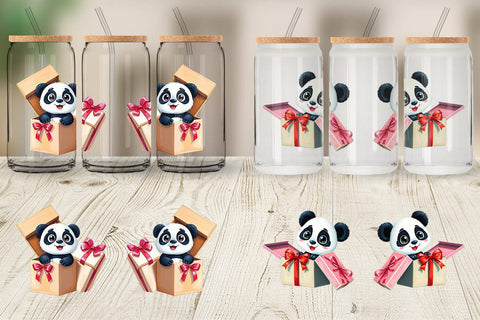 Glass Can Panda Gift Sublimation artnoy 