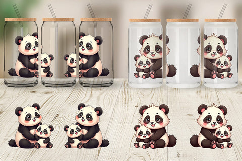 Glass Can Panda Mother's Day Sublimation artnoy 