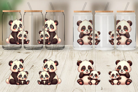 Glass Can Panda Mother's Day Sublimation artnoy 