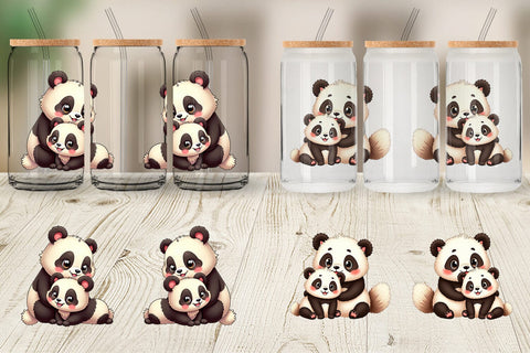 Glass Can Panda Mother's Day Sublimation artnoy 
