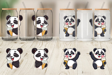 Glass Can Panda with Ice Cream Sublimation artnoy 