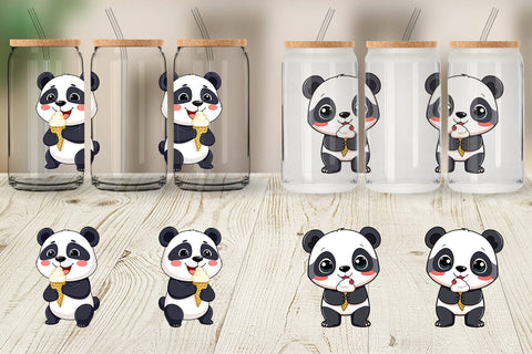 Glass Can Panda with Ice Cream Sublimation artnoy 