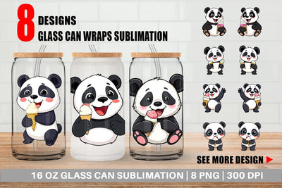 Glass Can Panda with Ice Cream Sublimation artnoy 