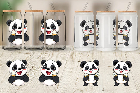 Glass Can Panda with Ice Cream Sublimation artnoy 