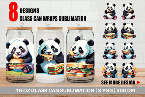 Glass Can Panda with Sandwich Sublimation artnoy 